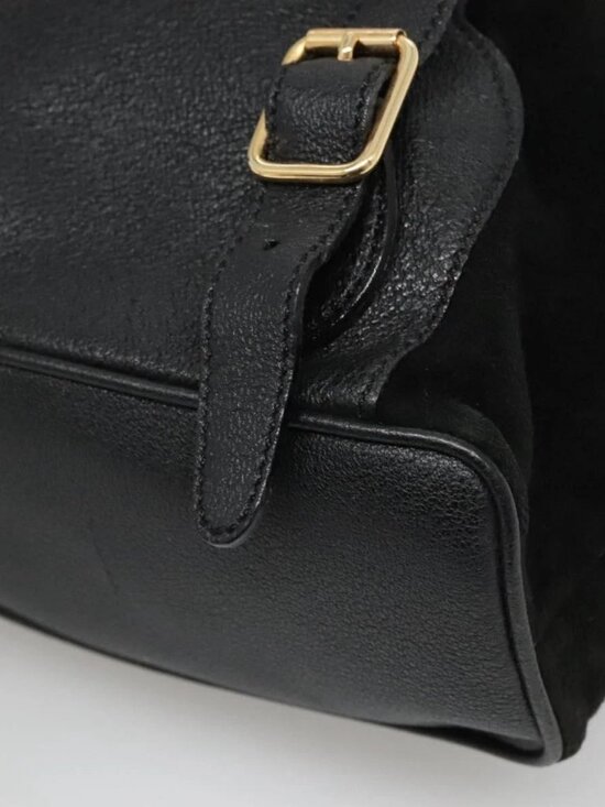 GUCCI Bamboo Backpack Suede Black Gold main image 9